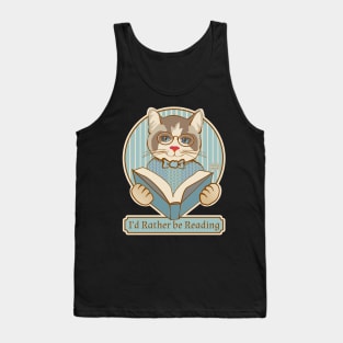 I'd Rather be Reading Cat and Book Tank Top